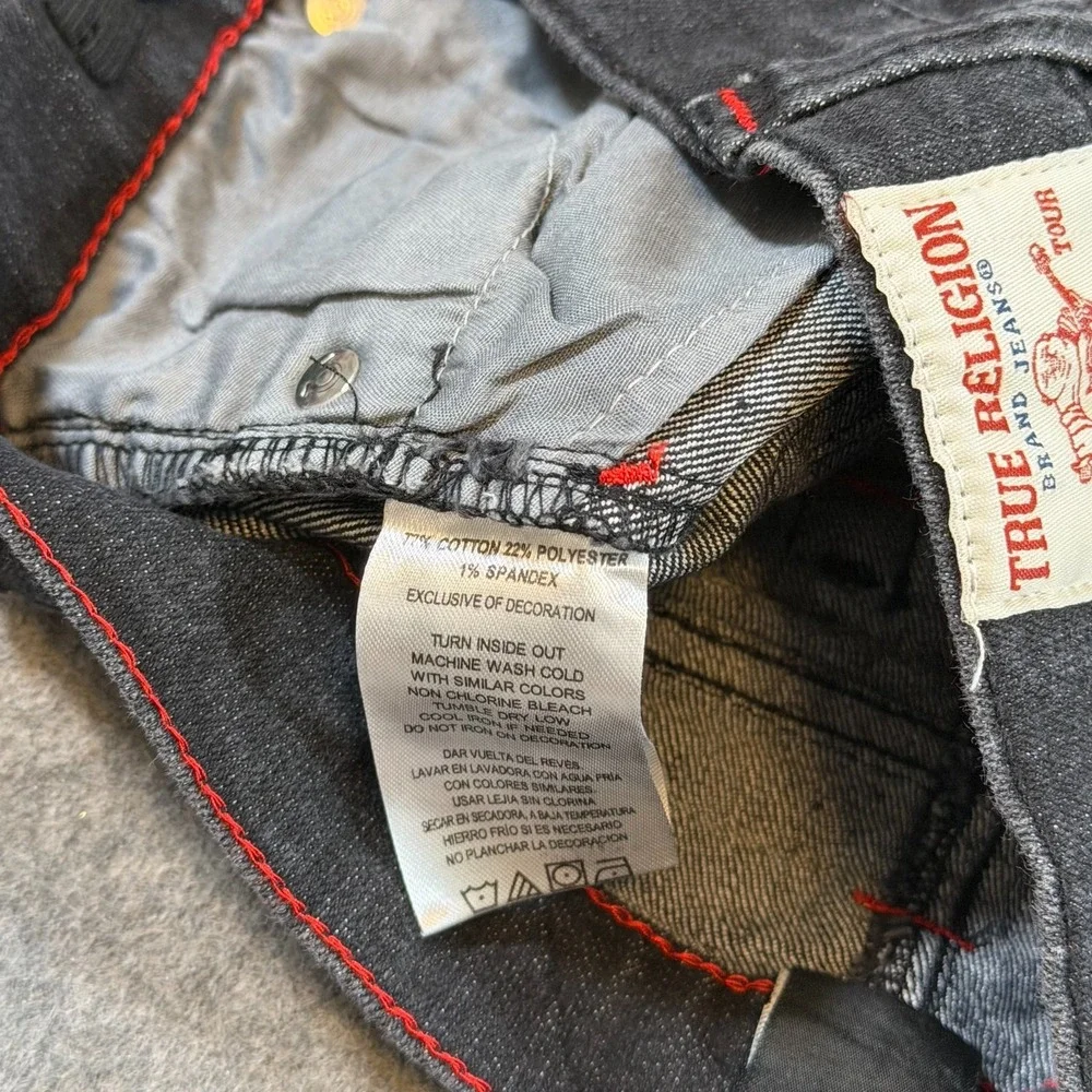 True Religion Boys Black Wash Denim Jean Shorts Jorts Youth Size Medium 5/6